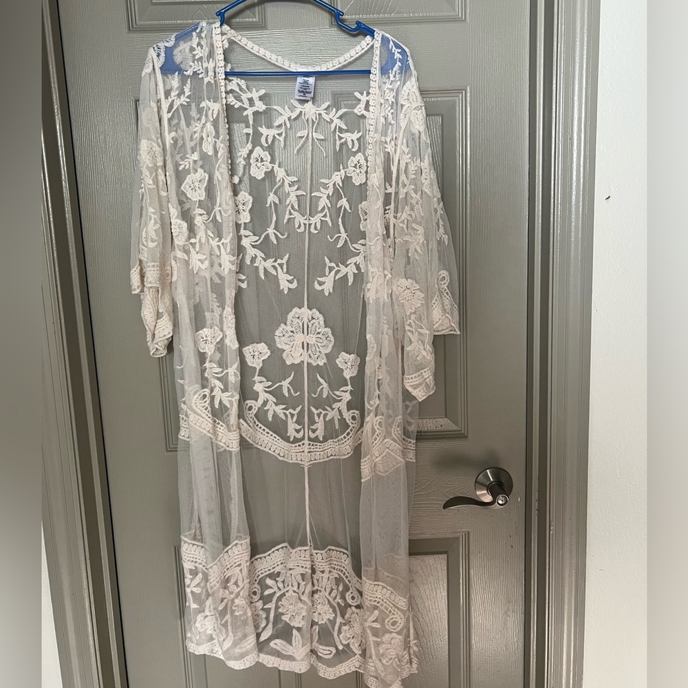L/XL Lace Floral Long Bathing Suit Cover Up 👙
